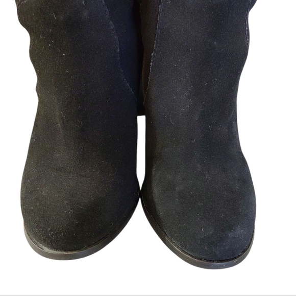 Black Over The Knee Boots Heeled Black Suede Convertable Thigh Highs Sz 6 - Picture 5 of 11